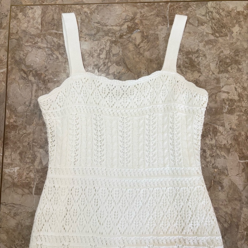 Taylor Ivory Crochet Knit Midi Cottagecore Dress – Size XL - Picture 4 of 13